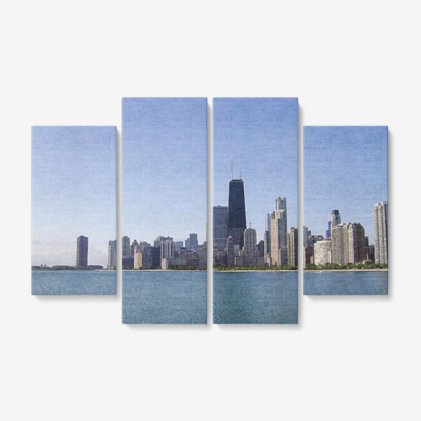 Blue Skies over Chicago 4 Piece Wall Art