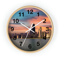 Deep Sunset over Chicago Wall Clock