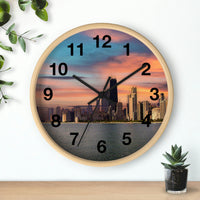 Deep Sunset over Chicago Wall Clock