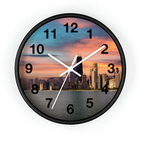 Deep Sunset over Chicago Wall Clock