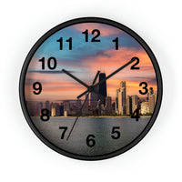 Deep Sunset over Chicago Wall Clock