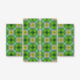 Bright Green Geometric Artwork 4 Piece Canvas Wall Art for Living Room - Framed Ready to Hang 4x12"x32