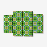 Bright Green Geometric Artwork 4 Piece Canvas Wall Art for Living Room - Framed Ready to Hang 4x12"x32