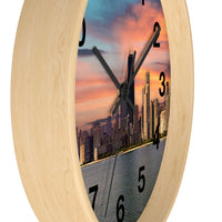 Deep Sunset over Chicago Wall Clock