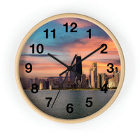 Deep Sunset over Chicago Wall Clock