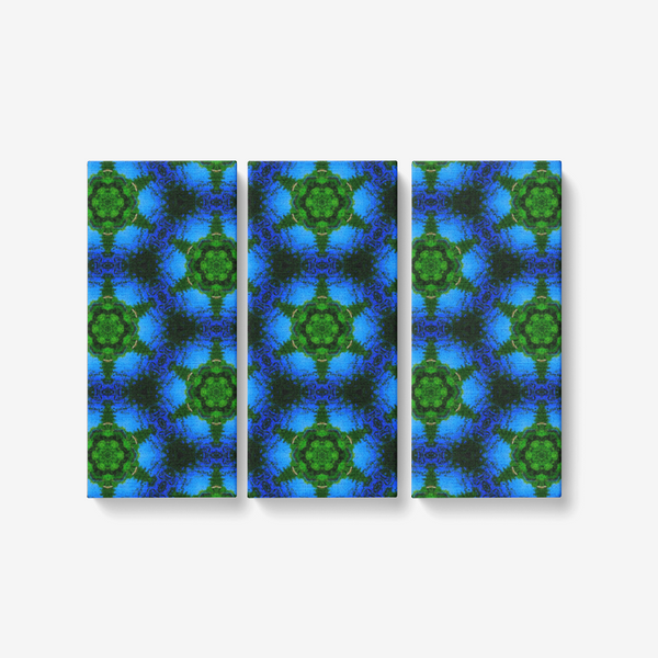 Green Kaleidoscope & Blue Coloring Artwork 3-piece Wall Art