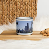Blue Skies over Chicago with Text Enamel Mug
