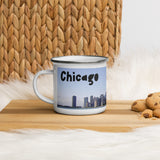 Blue Skies over Chicago with Text Enamel Mug