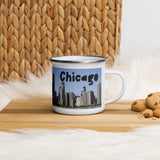 Blue Skies over Chicago with Text Enamel Mug