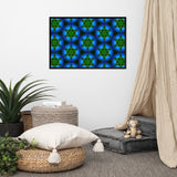 Green Kaleidoscope & Deep Blue Coloring Framed matte paper poster