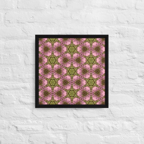 Green and Pink Kaleidoscopic Artwork Framed canvas