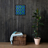 Green Kaleidoscope & Deep Blue Colors Framed Wall Art