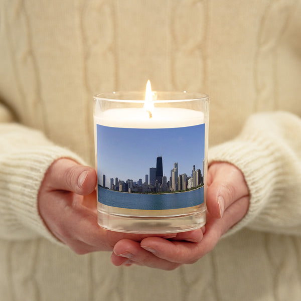 Blue Skies over Chicago Glass jar Soy Wax Candle