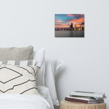 Deep Sunset Over Chicago Metal prints