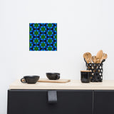 Green Kaleidoscope with Deep Blue Colors Wall Art Home Decor