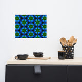Green Kaleidoscope with Deep Blue Colors Wall Art Home Decor