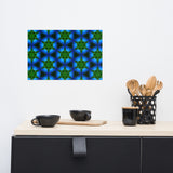 Green Kaleidoscope with Deep Blue Colors Wall Art Home Decor