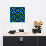 Green Kaleidoscope with Deep Blue Colors Wall Art Home Decor