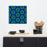 Green Kaleidoscope with Deep Blue Colors Wall Art Home Decor