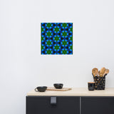 Green Kaleidoscope with Deep Blue Colors Wall Art Home Decor