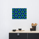 Green Kaleidoscope with Deep Blue Colors Wall Art Home Decor