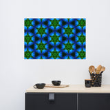 Green Kaleidoscope with Deep Blue Colors Wall Art Home Decor